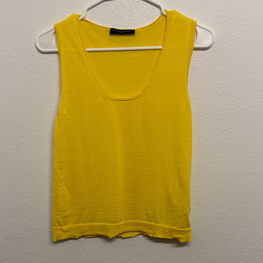 Silk Yellow Sleeveless Knit Top Piazza Sempione Made in Italy